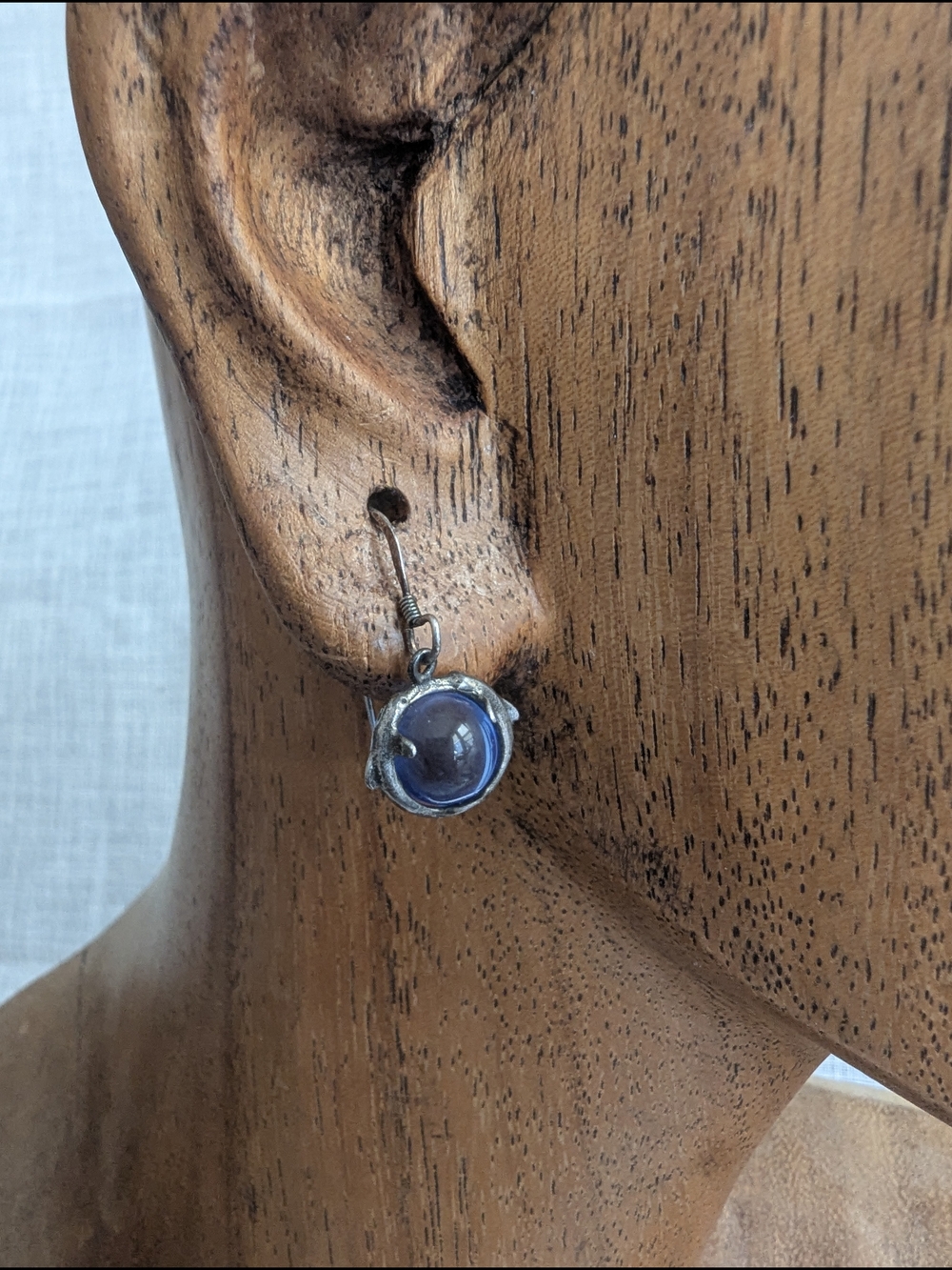 Sterling Silver Dolphin Glass Drop Earrings - Women Jewelry